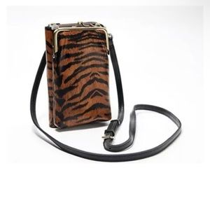 Patricia Nash Pertina Leather Crossbody Frame Pouch Organizer Wallet-Tiger